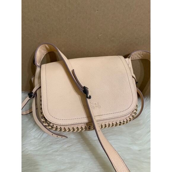 Coach Handbags - COACH DAKOTAH Apricot Leather Small Whipstitched Flap Saddle Crossbody 34397